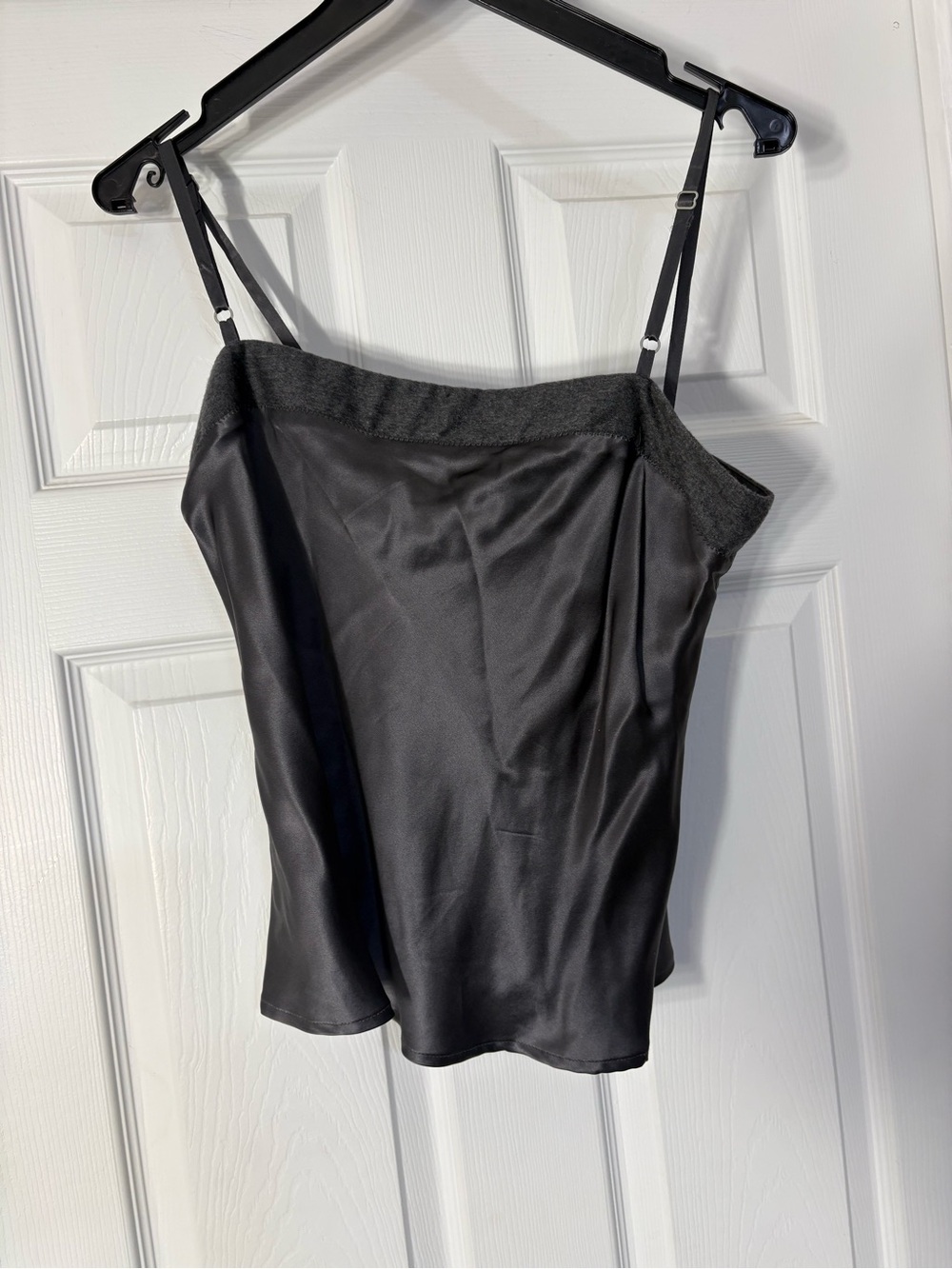 BCBGMaxAzria Black Satin Camisole with Trim